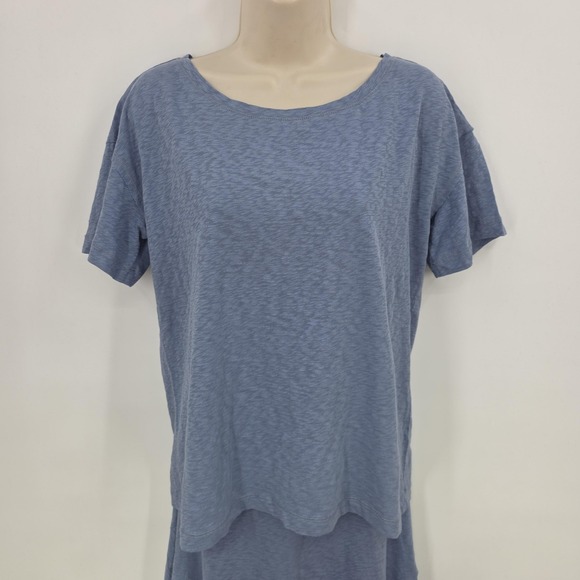 New Free People FP Beach 2 pc Set Women XS Blue Tee Skirt Lounge Poolside Boho - Picture 2 of 15